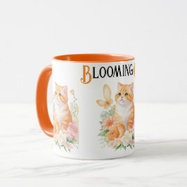 "Blühende Katze: Orangefarbenes und weißes Blossom Tasse