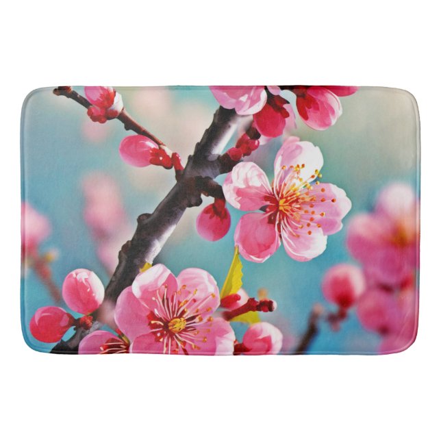 Blühende Kirschblüten im Frühling Badematte (Vorderseite)