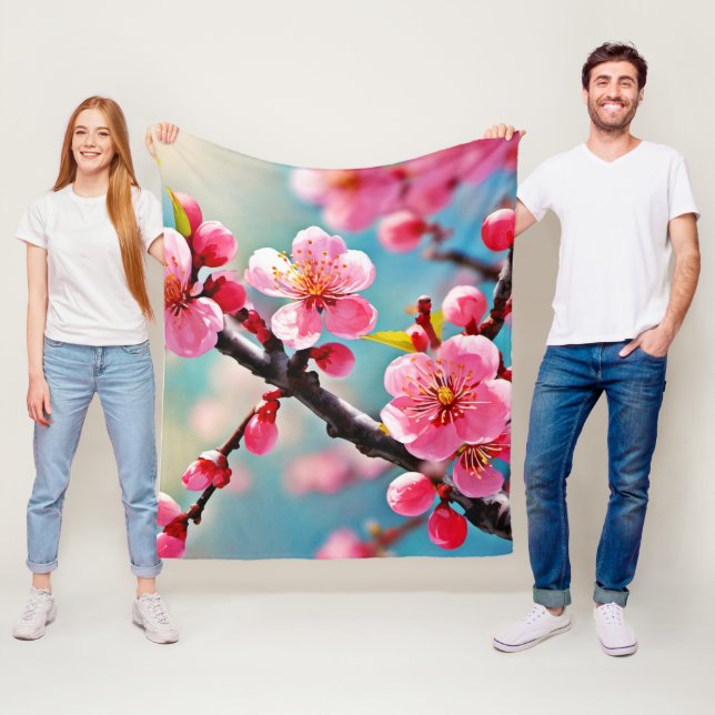 Blühende Kirschblüten im Frühling Fleecedecke (Beispiel)