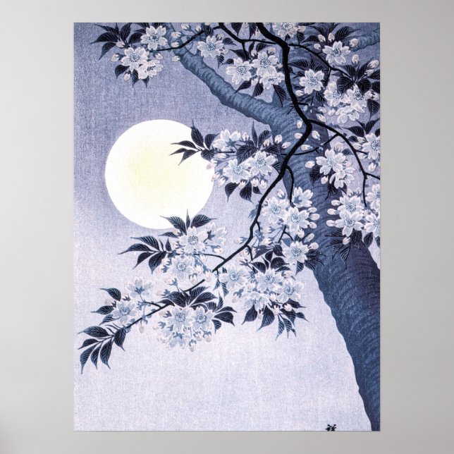 Blühende Kirsche an der Nacht von Monlit Ohara Kos Poster (Vorne)