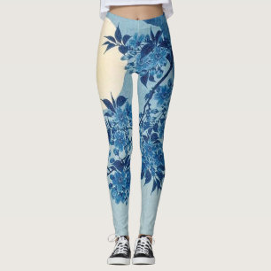 Blühende Kirsche an einer mondbeleuchteten Nacht - Leggings