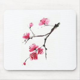 Blühende Kirsche. Frühling. Tinte und Bürste. Mousepad