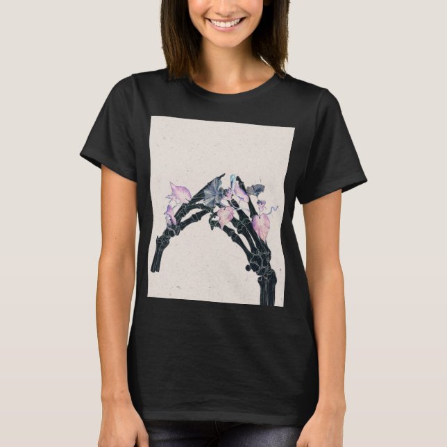 Blühende Knochen #3 - Zwei Hände berühren T-Shirt (Vorderseite)