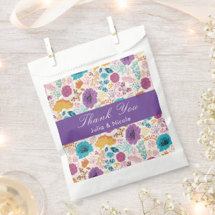 Blühende Liebe Florale Romantische Rosa Lila Hochz Geschenktütchen