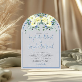 Blühende Liebe Hochzeit des blauen, gelben Blumens Einladung