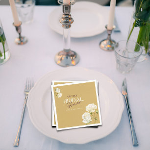 Blühende Liebe mit weißem RosenBrautparty Serviette