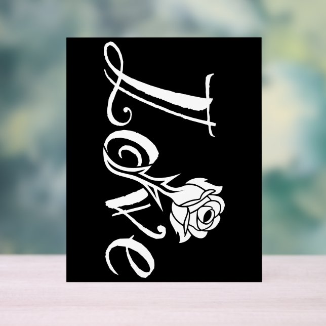 Blühende Liebe: Typografie mit floraler Drehung Acrylschild (Neutral)