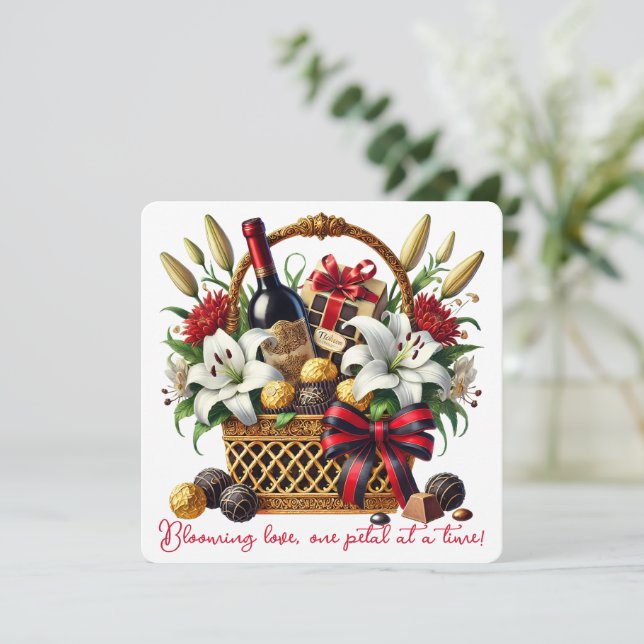 Blühende Liebe - Valentinskarte Dankeskarte (Stehend Vorderseite)