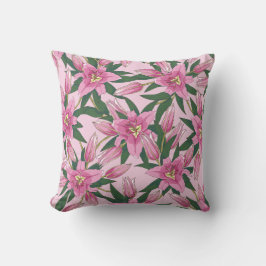 Blühende Lilien in Pastellrosa Kissen