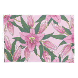 Blühende Lilien in Pastellrosa Kissenbezug