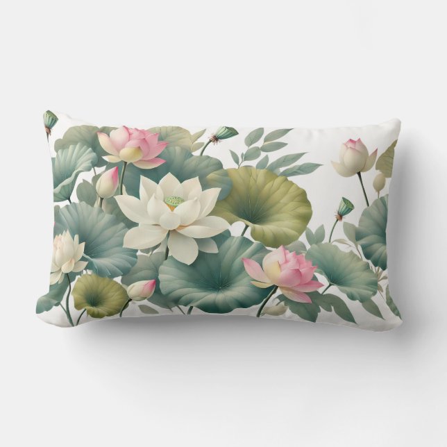 Blühende Lotus Zen Pillow Lendenkissen (Vorderseite)