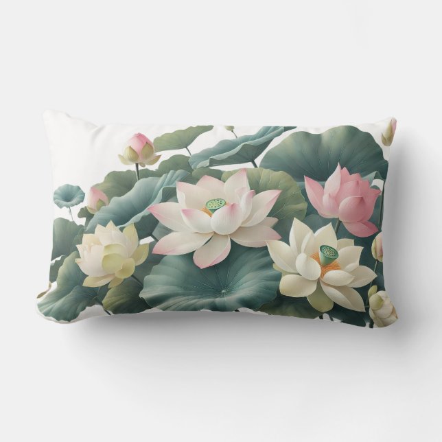 Blühende Lotus Zen Pillow Lendenkissen (Vorderseite)