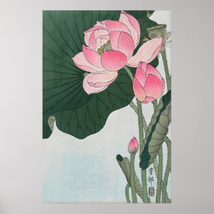 Blühende Lotusblumen Japanischer Kunstdruck Poster