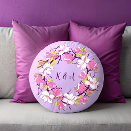 blühende Magnolia Personalisiertes Rundkissen Rundes Kissen