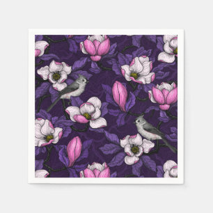 Blühende Magnolie und Meise 4 Serviette