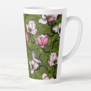 Blühende Magnolie und Titmausvogel 2 Milchtasse