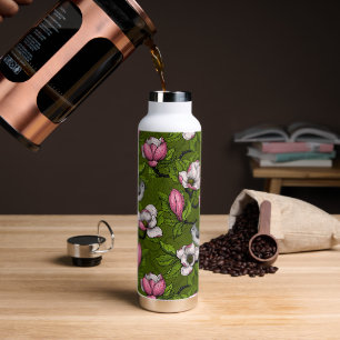 Blühende Magnolie und Titmausvogel 2 Trinkflasche