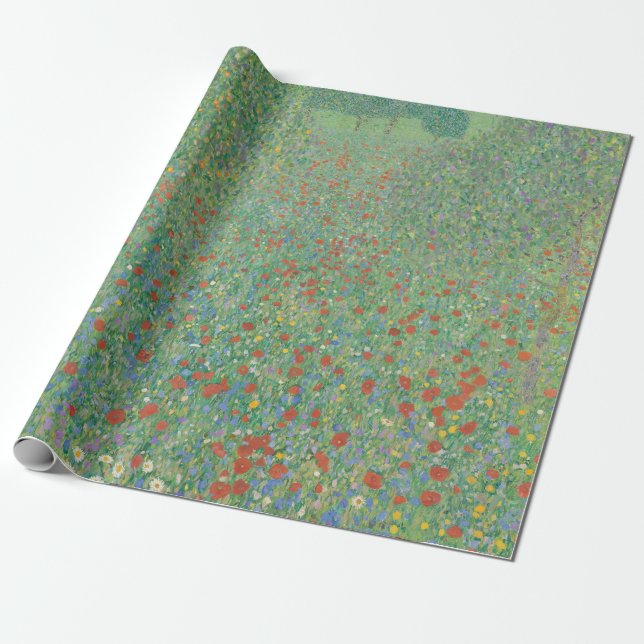 Blühende Mohnblumen - Gustav Klimt Geschenkpapier (Ungerollt)