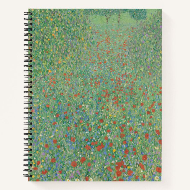 Blühende Mohnblumen - Gustav Klimt Notizbuch (Vorderseite)