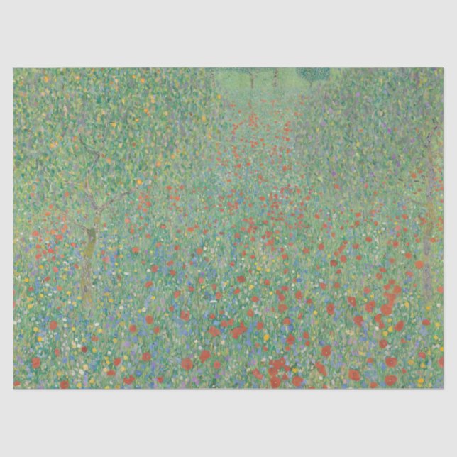 Blühende Mohnblumen - Gustav Klimt Seidenpapier (Vorderseite)