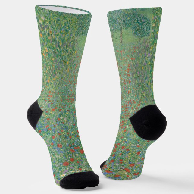 Blühende Mohnblumen - Gustav Klimt Socken (Gewinkelt)