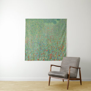 Blühende Mohnblumen - Gustav Klimt Wandteppich