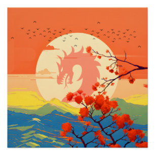 BLÜHENDE NATUR BERG DRACHE POSTER