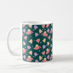 Blühende Petals Muster in dunkelgrüner Farbe Kaffeetasse