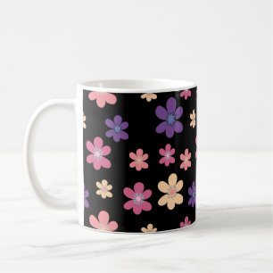 Blühende Petals Muster in Schwarz Kaffeetasse