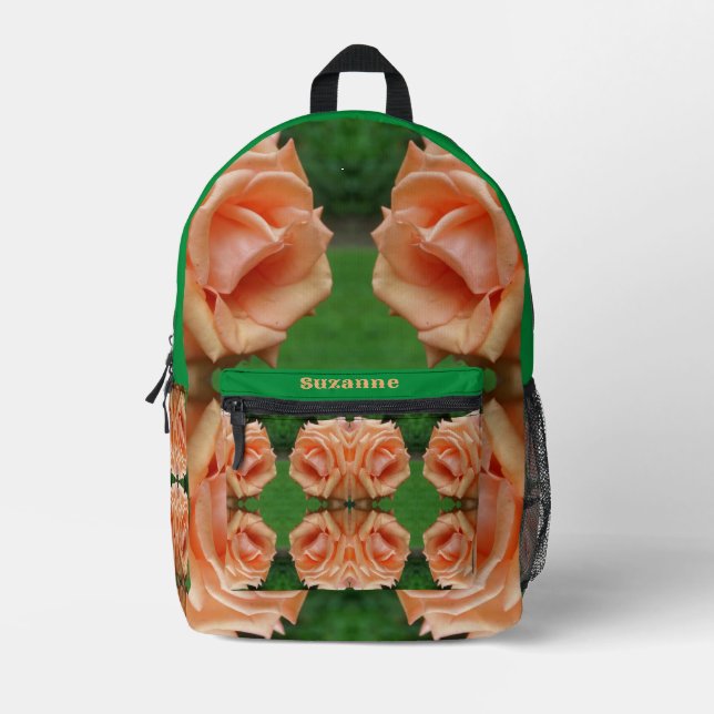 Blühende PfirsichRose Abstrakt Personalisiert Bedruckter Rucksack (Vorderseite)