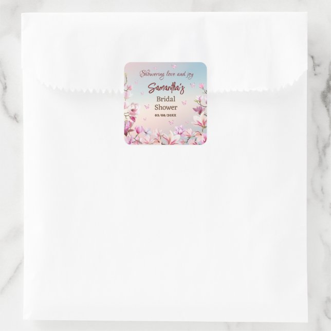 Blühende Romantik - Brautparty-Aufkleber Quadratischer Aufkleber (Tasche)