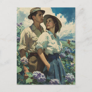 Blühende Romantik in Hydrangea-Feldern Postkarte