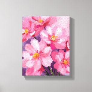 Blühende rosa Blütenblätter   Blumenmalerei Aquare Leinwanddruck