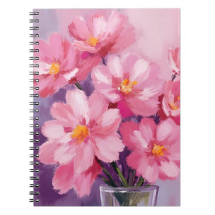 Blühende rosa Blütenblätter   Blumenmalerei Aquare Notizblock