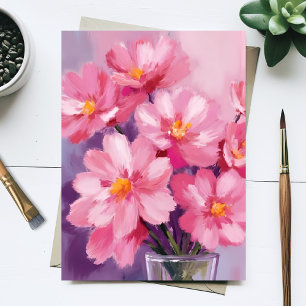 Blühende rosa Blütenblätter   Blumenmalerei Aquare Postkarte