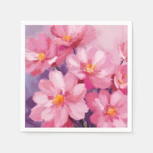 Blühende rosa Blütenblätter   Blumenmalerei Aquare Serviette