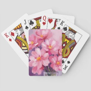 Blühende rosa Blütenblätter Blumenmalerei Aquare Spielkarten