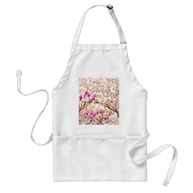Blühende rosa Lila Magnolias-Frühlingsszene Blume Schürze (Vorne)