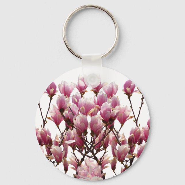 Blühende rosa Magnolias-Frühlingsstimmung in der B Schlüsselanhänger (Vorderseite)