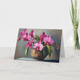 Blühende rosa Orchideen-Blumenpflanze  Karte