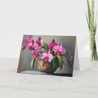 Blühende rosa Orchideen-Blumenpflanze Karte