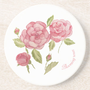 Blühende Rose in Aquarellfarben Flecken aus dem Ma Getränkeuntersetzer