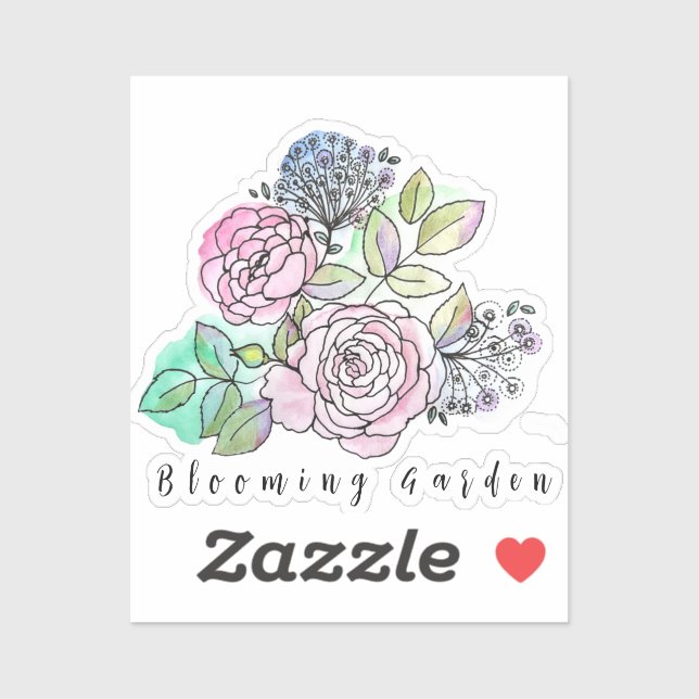 Blühende Rose in Aquarellfärben T - Shirt Baby B Aufkleber (Blatt)
