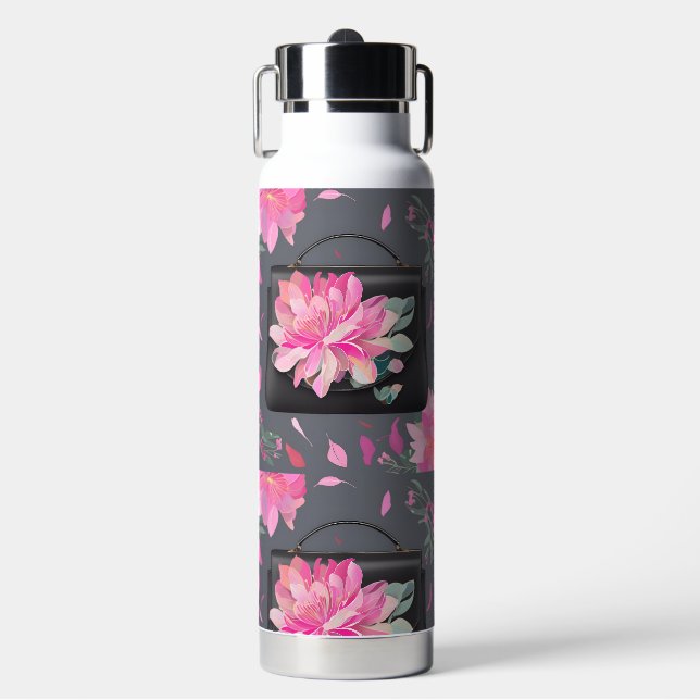 Blühende Rose KI-Kunst Trinkflasche (Vorderseite)