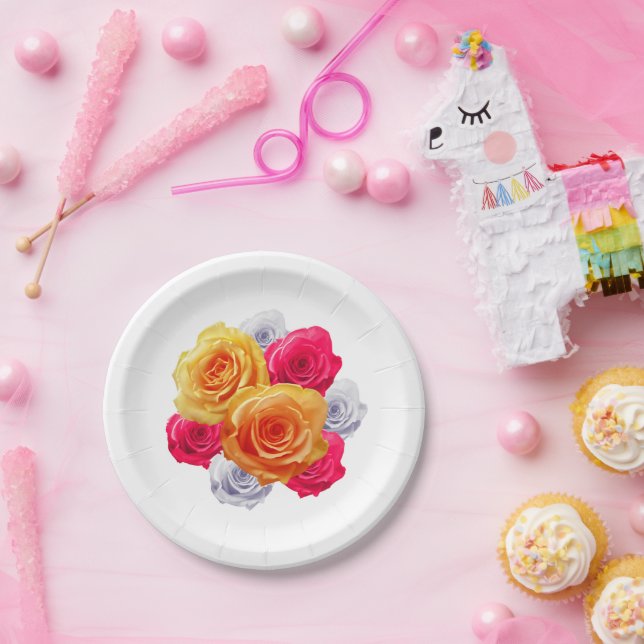 Blühende Rose Motif-Papierplatte Pappteller (Party)