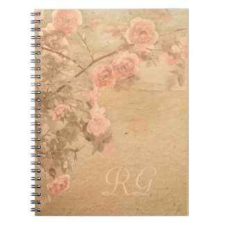 Blühende Rose Zweig Rosa Gold Vintag Notizblock