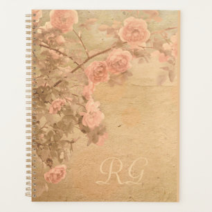 Blühende Rose Zweig Rosa Gold Vintag Planer