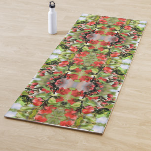 Blühende Rote Blüten Abstrakt Yogamatte