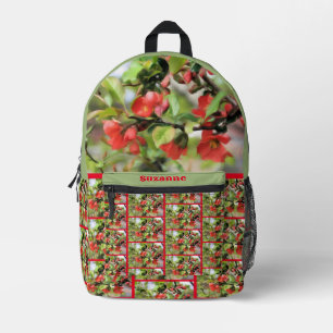 Blühende Rote Blüten Personalisiert Bedruckter Rucksack