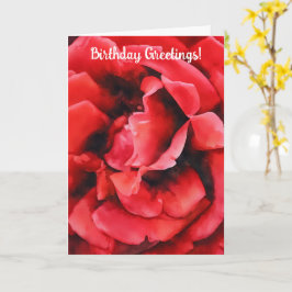 Blühende Rote Rose Petals Art Geburtstagskarte Karte
